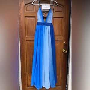 Blue Ombré Pink Lily Maxi Dress, size small